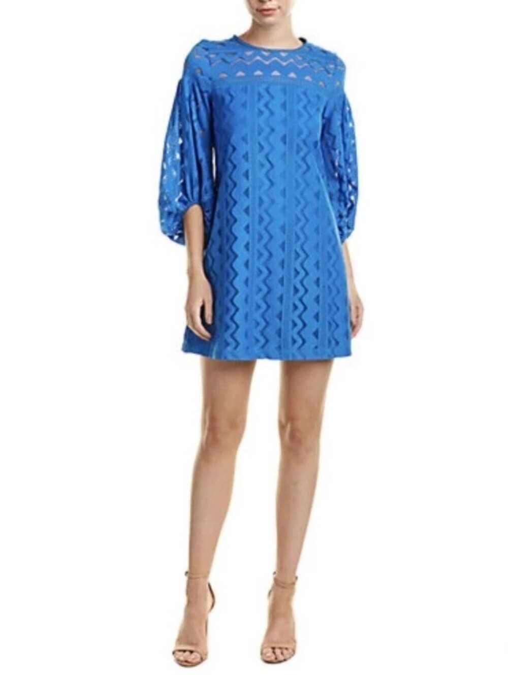 Laundry By Shelli Segal Ocean Blue Dress with Balloon Sleeves Size 2